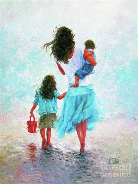 Mother Daughter Baby Son Beach Painting By Vickie Wade Fine Art America