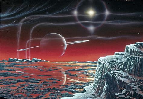 Icy Moon Of Ringed Alien Planet Photograph By David A Hardy Science Photo Library Fine Art
