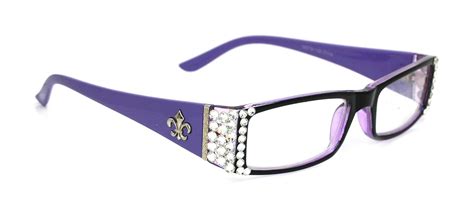 The French Fleur De Lis Rectangular Bling Women Reading Glasses Adorned With Clear