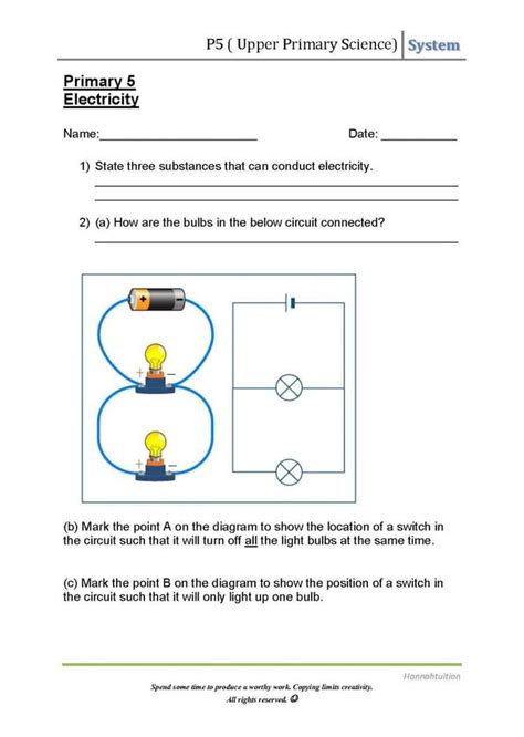 Simple Circuit Worksheet 4th Grade