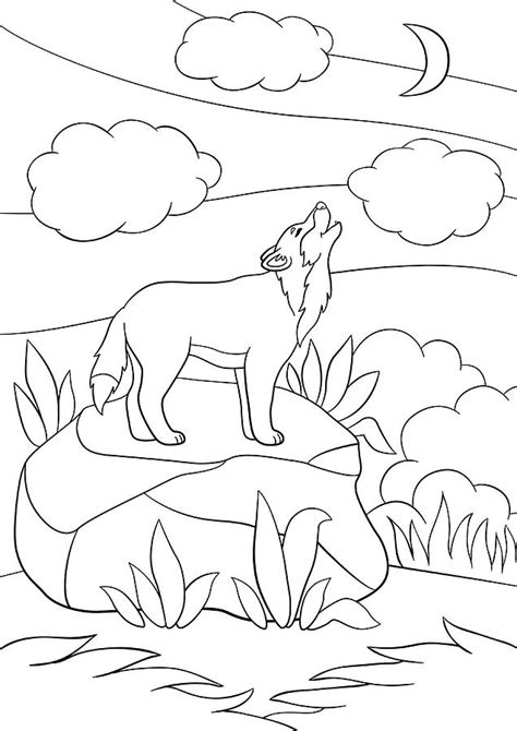 Wolf Howling At The Moon Coloring Pages At Getcoloringscom Free Free