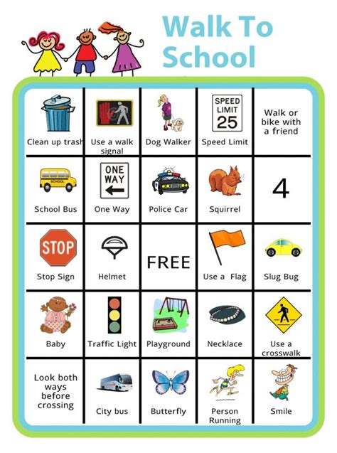Free Printable Walk To School Bingo Walk To School Bingo Rules For