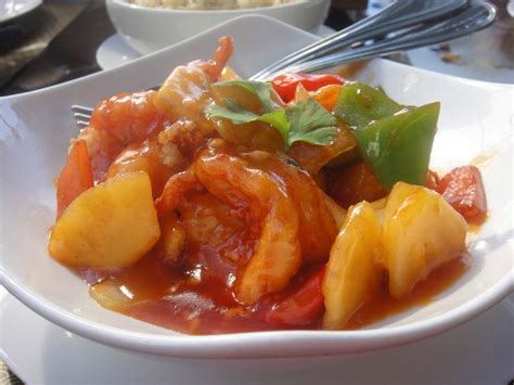 Sweet & sour chicken cantonese style. 74. King Prawns in Hong Kong Style