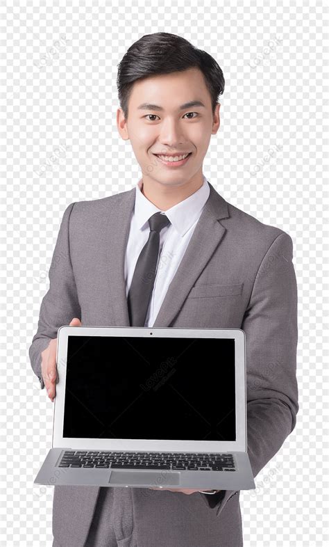 Gambar Orang Orang Bisnis Memegang Laptop Di Tangan Png Unduh Gratis