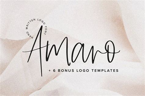 This gem of a script was what metal era typographers called a continental face, which essentially meant an old, most likely uncredited, metal face that was common to many european foundries. Amaro | Script + 6 Free Logos by Jen Wagner Co on ...