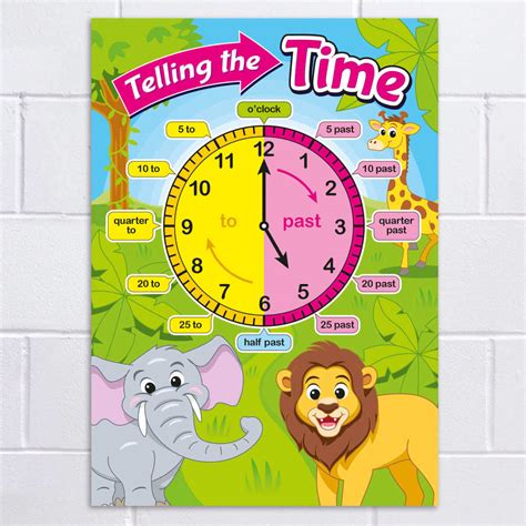Telling The Time With Animal Friends Poster For School Classrooms