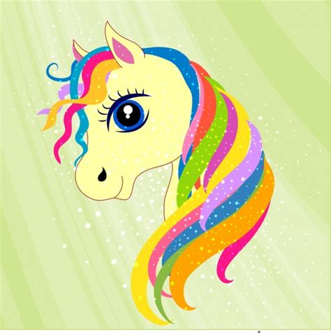 Cute Horse Head Icon Colorful Sparkling Cartoon Decoration Vectors