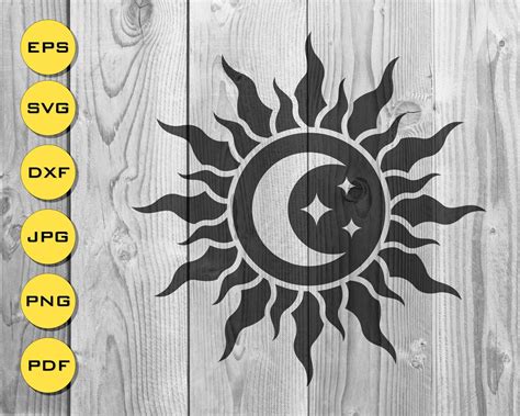 Sun And Moon Svg Silhouette Printable Space Wall Art Stencil Etsy My