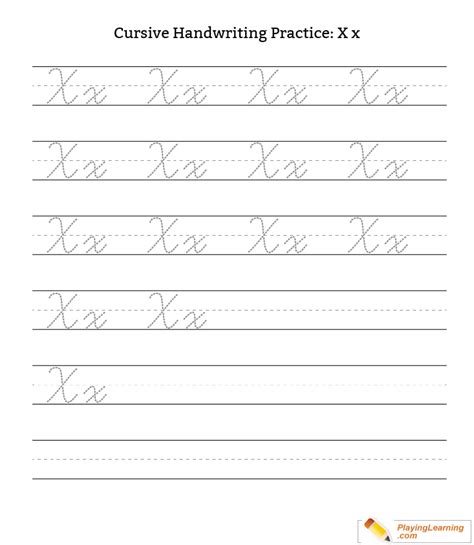 Cursive Handwriting Practice Letter X Free Cursive Handwriting