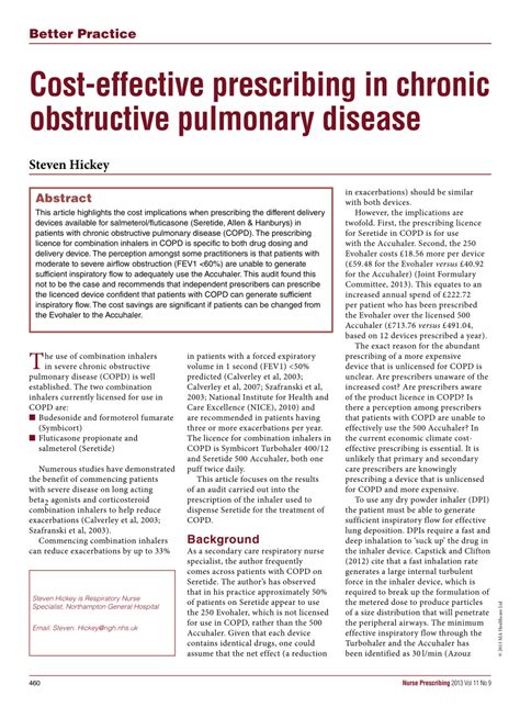 Pdf Cost Effective Prescribing In Chronic Obstructive Pulmonary Disease