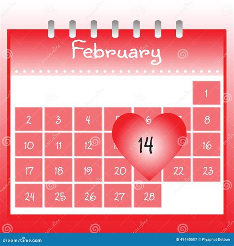 Valentine S Day In Calendar Stock Illustration Illustration Of