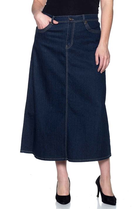 Fashion2love Womens Plus Size Mid Rise A Line Long Jeans Maxi Denim
