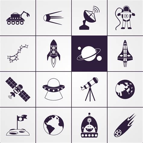 Space Icons Black 462662 Vector Art At Vecteezy