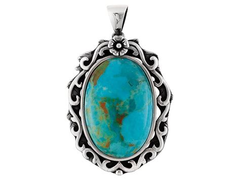 Southwest Style By Jtvtm Oval Cabochon Turquoise Sterling Silver Pendant