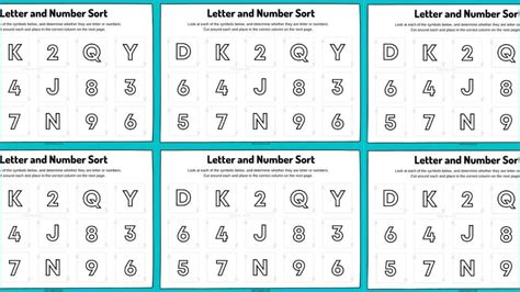 Free Sorting Letters And Numbers Worksheets