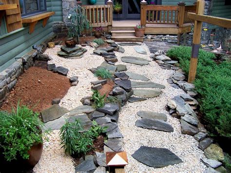 Accented rock garden designs are where the garden has one or more large rocks container plants are very easy to grow and can add to the decor of virtually any location. Patio Backyard Sand Landscaping Rock Garden Ideas Design For Gardens Designs Easy ...