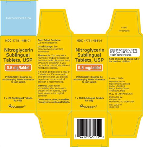 Nitroglycerin Sublingual Tablet Fda Prescribing Information Side
