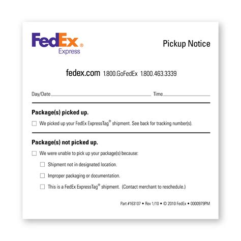 Fedex Door Tag Number Pick Up Confirmation Imagesreka
