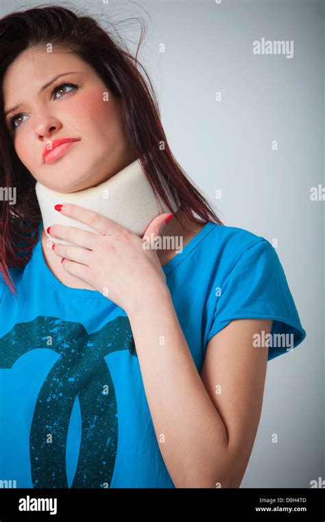 Young Woman With Neck Brace Stock Photo Alamy