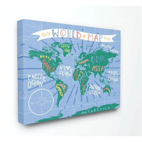Stupell Industries 36 In X 48 In Kids World Map Colorful Nursery By