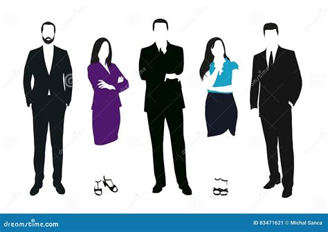 Set Of Business People Vector Silhouettes Stock Vector Illustration