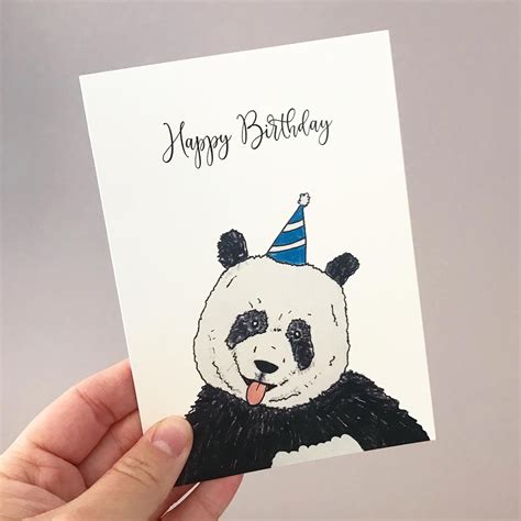 Party Animal Panda Birthday Card Etsy Uk Panda Birthday Cards