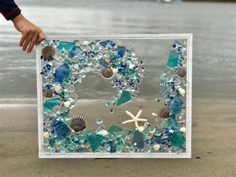 Free Shipping Large Beach Glass Coastal Windowmixed Media Etsy Sea