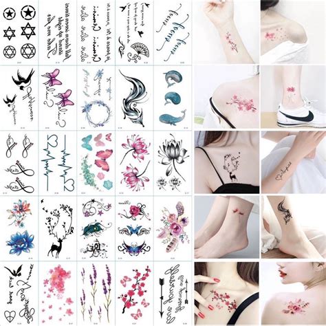 30pcslot Temporary Tattoos Sticker Flower Animail Instant Tattoo Body