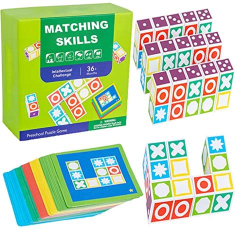Wooden Matching Game Puzzle Games Kit Match Puzzles Toy Building Cube