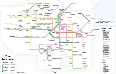 Amsterdam Straßenbahn Map Karte Der Straßenbahn Amsterdam Niederlande