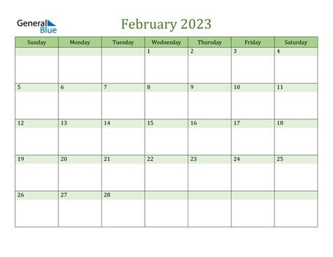 February 2023 Calendar Pdf Word Excel