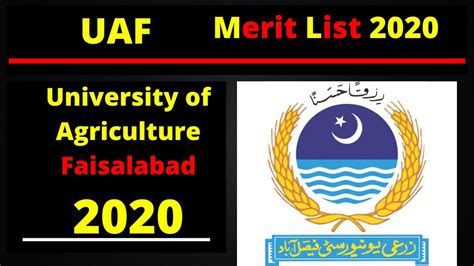 Closing Merit List Of Uaf University Of Agriculture Faisalabad 2020