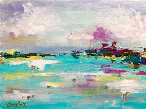 Teal And Purple Landscape Landscape Paintings Acrylic Landscape Fabric