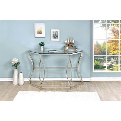 Furniture Of America Joslyn Contemporary Glass Top Sofa Table Chrome