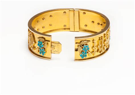 Antique Victorian Gold Turquoise Bangle Bracelet