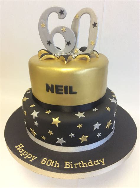 2 Tier Black And Gold Theme 60th Birthday Cake Music Birthday Cakes