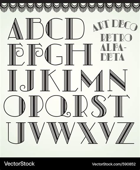 Vector Of Art Deco Font And Alphabet Condensed Letter
