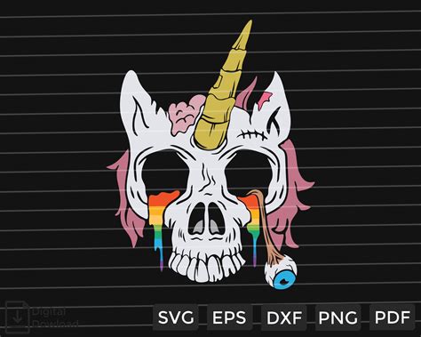 Unicorn Skull Svg Png Custom File Printable File For Etsy