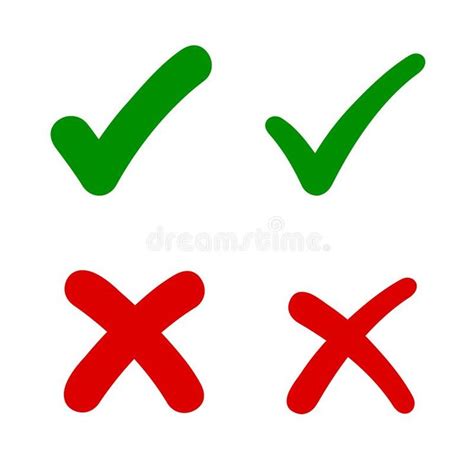Two Red And Green Check Marks With One Green Tick Mark On White Background Royalty Illustration