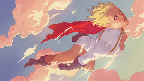 Wallpaper Illustration Anime Sky Clouds Gloves Flying Cape Dc
