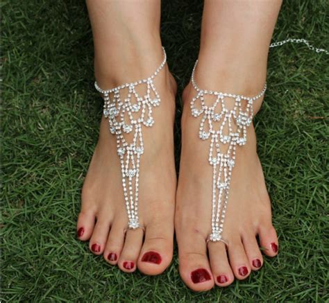 Free shipping and rush order options available. Wedding Crystal Bridal Barefoot Sandals Foot Jewellery ...