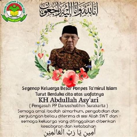 Soraya abdullah meninggal dunia, jenazah akan dimakamkan pada selasa (2/2/2021), pagi. Kabar Duka, Pendiri Ponpes Darussolihin Solo KH Abdullah ...
