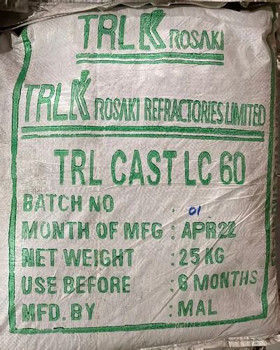 Trl Cast Lc60low Cement Refractory Castable At Rs 42kg लो सीमेंट