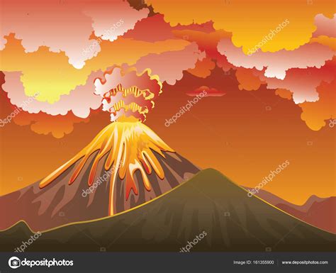Erupción Del Volcán De Dibujos Animados — Vector De Stock © Artshock