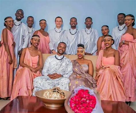 Clipkulture Rwandan Bride And Groom With Bridesmaids And Groomsmen In