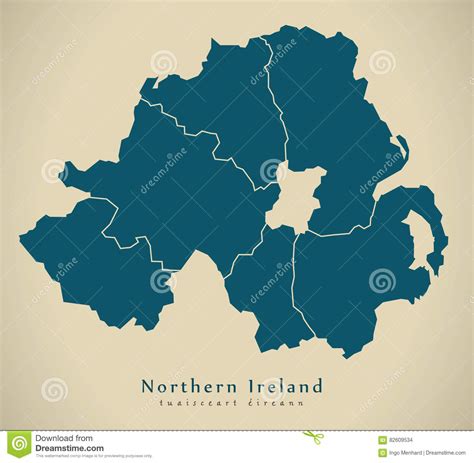 Modern Map Northern Ireland With Counties Uk Stock Illustration