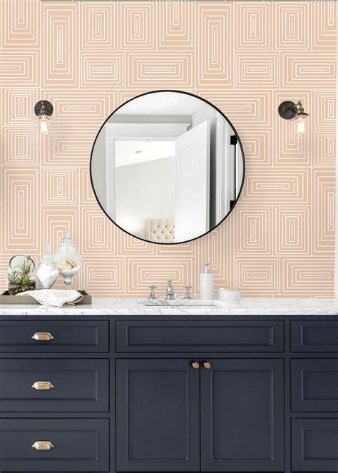 Nia Peach And Cream Geometric Wallpaper By Forbes Masters Mitchell
