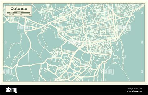 Catania Italia Mapa De La Ciudad En Estilo Retro Mapa De Esquema
