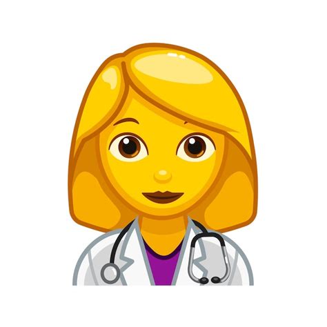 Premium Vector Female Doctor Or Nurse Large Size Of Yellow Emoji Face