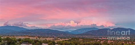 Twilight Panorama Of Sangre De Cristo Mountains And Santa Fe New